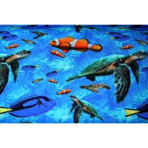10cm Stretchjersey "Meeresfische"  Digitaldruck  (Grundpreis € 18,00/m)